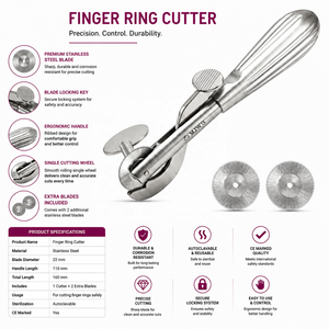 Coupe-bague MJW avec 2 lames de rechange - Outil de coupe de bijoux d'urgence en acier inoxydable, idéal pour les premiers secours, certifié CE - Product Image 6