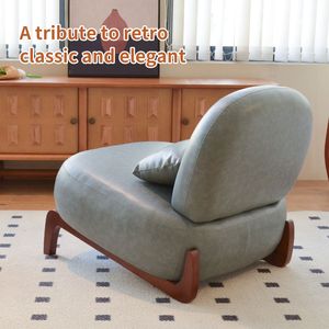 Cozy <b>Comfy</b> Armless Faux Leather Accent <b>Chair</b> with Soft Cushion Solid Wood Legs for Living Room and Bedroom - Product Image 2
