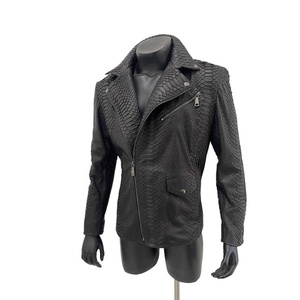 Chaqueta de Cuero con Estampado de Pitón para Hombre, Chaqueta de Cuero Premium, Ropa Exterior de Moda, Chaqueta de Motero Moderna para Hombre, Fabricación Personalizada OEM al por Mayor - Product Image 1