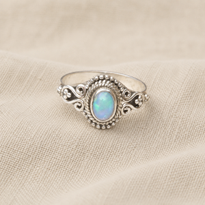 925 <b>Silver</b> Oval <b>Opal</b> Gemstone <b>Ring</b> Rose Gold Yellow Gold Plated Bezel Setting Boho Filigree Artisan Statement Jewelry Handmade - Product Image 5