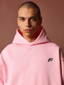 Wholesale OEM Custom Logo 100% Cotton Light Pink Drop Shoulder Hoodies Heavy <b>Weight</b> <b>Blank</b> Solid Sweatshirt Men's Hoodies USA Y2K - Product Image 3
