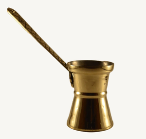 Cafetière turque, grecque, arabe en laiton pour cuisinière, Cezve Ibrik Briki avec poignée en bois - Product Image 1