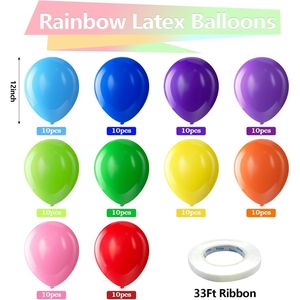 Palloncini in Lattice Arcobaleno Assortiti, Confezione da 100, 12 Pollici, Colori Vivaci per Compleanni, Addii al Nubilato, Matrimoni e Feste - Product Image 1