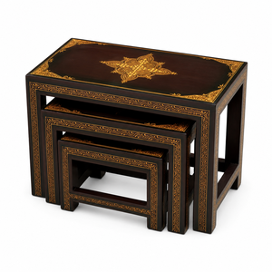 Hand Painted Nested Side <b>Table</b> <b>Set</b> Floral Wooden Nesting <b>Tables</b> Decorative Living Room Furniture - Product Image 4