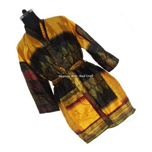 KS005 Beachwear Vintage Sari Kimono Short Manufacturer Of Beachwear Vintage Sari Kimono Short <b>Cardigan</b> Vintage Sari Kimono Short - Product Image 2