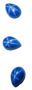 Zafiro Azul Estrella Pera 7x10 mm 3 Quilates, Cabujón Pulido Creado en Laboratorio con Efecto Estrella de 6 Rayos, 4 mm de Altura para Fabricación de Joyas - Product Image 4