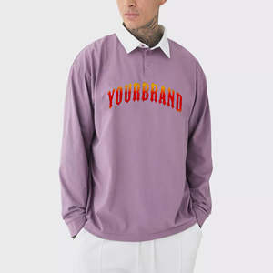 Camiseta de manga larga para hombre, cuello redondo, 100% algodón, logotipo impreso personalizado, corte holgado, estilo hip hop, secado rápido, más vendida. - Product Image 4