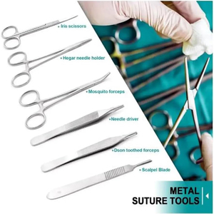 Kits de práctica de sutura con instrumentos quirúrgicos para estudiantes de medicina, con tijeras, pinzas, almohadillas de piel y estuche, para fines educativos. - Product Image 5