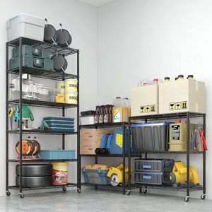 FCH M8 Adjustable Feet 2 Rubber Wheels 1 Side Cone <b>Hook</b> Six Layer Segmented <b>Display</b> Stand Freely Adjustable Layer Draining Rack - Product Image 4