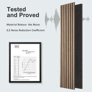 Paquete de 2 paneles de pared de madera acústica de nogal 94,5 \ "X 12,6 \" paneles de listón de decoración de pared interior insonorizados - Product Image 3