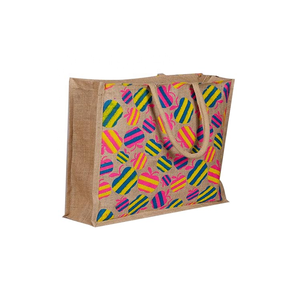 Sacs à provisions imprimés pomme Jute de haute qualité Sangle laminée écologique Rembourré Fermeture à glissière double sacs à main - Product Image 1