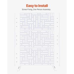 Divisorio Pieghevole in Metallo per Esterni 119 cm L x 193 cm A, a 3 Pannelli Autoportante con Design Decorativo da Giardino - Product Image 5