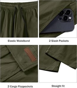 Pantalon cargo pour homme, jambes détachables, convertible 2-en-1, poches utilitaires, pantalon de randonnée et de voyage, OEM - Product Image 5