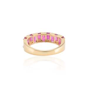 แหวนแต่งงานแบบครึ่งวงกลมประดับทับทิมและเพชรทองคำขาว 14K ปรับขนาดได้ - Product Image 5