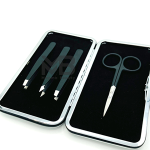 Pinzas para Cejas de Acero Inoxidable Profesionales de Alta Calidad OEM de Fábrica, Color Negro Plateado, con Logotipo Personalizado - Product Image 5