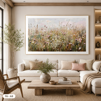 Peinture à l'huile florale 3D texturée originale sur toile, motif prairie de fleurs sauvages, peinte à la main, encadrée, décoration murale moderne pour la maison, vente en gros
