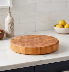 Tabla de cortar redonda de madera de veta completa hecha a mano, estilo bloque de carnicero, para cocina - Product Image 4