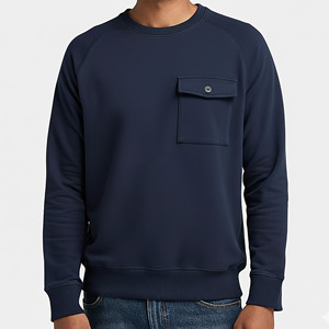 Sweat-shirt à col rond pour homme, style poche avant, haute qualité, molleton de coton lourd, impression personnalisée avec logo brodé, style hip-hop. - Product Image 1