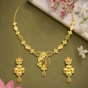 สร้อยคอทองเหลืองชุบทอง 14K 18K 24K แบบขายส่ง ดีไซน์ดั้งเดิม ชุดเครื่องประดับแฟชั่น ชุดสร้อยคอสั้นแบบทอง - Product Image 2