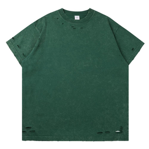 เสื้อยืดคอตตอนพิมพ์ลายตามสั่ง สไตล์วินเทจ ฮิปฮอป สตรีทแวร์ สำหรับผู้ชาย ขายส่ง MOQ ต่ำ เสื้อแฟชั่นแบบฟอกสี - Product Image 3