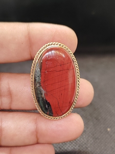 Colgante de latón con ranura de jaspe de sangre natural |   Colgante de latón hecho a mano con piedras preciosas |   Joyería Chapada en Oro |   Fabricante Mayorista OEM ODM - Product Image 4