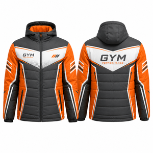 Chaqueta Acolchada con Capucha para Hombre, Resistente al Viento, Deportiva, con Bloques de Color, Cierre de Cremallera, Relleno Grueso de Poliéster, para Invierno - Product Image 1