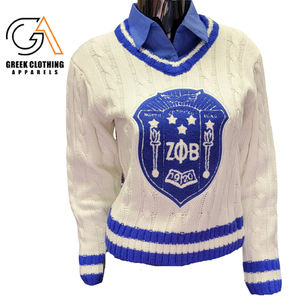 Suéter tipo cárdigan Zeta Phi Beta con colores personalizados, suéter de punto bordado para hermandades, fraternidades, universidades y equipos universitarios. - Product Image 5