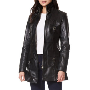 Hermosa Chaqueta de Cuero de Cordero Auténtico Estilo Gótico Negro para Mujer, Diseño Vintage 2026 - Product Image 5