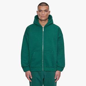 เสื้อฮู้ดดี้ผู้ชายทรงโอเวอร์ไซส์ สไตล์ลำลอง ผ้าฟลีซเนื้อนุ่ม ผ้าฝ้าย ซิปยาวเต็มตัว มีฮู้ด ทรงหลวมใส่สบาย เหมาะสำหรับใส่ในฤดูหนาวและใส่ได้ทุกวัน - Product Image 1