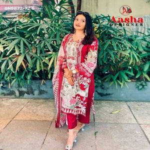 Increíble Variedad de Colores, Nuevo Conjunto de Salwar y Dupatta de Algodón con Parches Estampados y Bordados, Semi-cosido, Venta al Por Mayor - Product Image 1