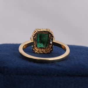 2 Carat Green Emerald Halo Engagement <b>Ring</b> 14K Gold Emerald Cut Gemstone Diamond <b>Ring</b> for Women - Product Image 5