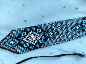 Beautyfull Blue <b>set</b> Traditional <b>Beaded</b> Choker Necklace for women Ethnic Style Jewelry. Gift for party ,Anniversary, Wedding - Product Image 5