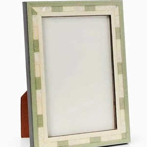 Custom Blue Handmade Bone <b>Photo</b> <b>Frame</b> with Indian Square Pattern Curving Design-Custom Sizes Available - Product Image 1