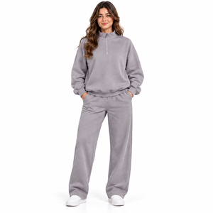 Ensemble de survêtement pour femme OEM de haute qualité, ensemble de jogging pour femme, sweat à capuche zippé 1/4, pantalon de jogging, ensemble 2 pièces pour femme - Product Image 1