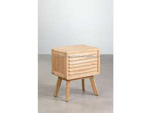 Mesa de Noche Flotante de Madera Maciza de Mango |   Estante de Pared para Dormitorio de Madera con 2 Cajones |   Mueble de Almacenamiento Moderno para Dormitorio - Product Image 3