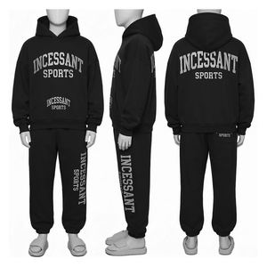 Wholesale Men's Activewear Tracksuit Regular Fit Hooded Printed Solid Custom Design <b>Leisurewear</b> Jogger Suit - Product Image 6