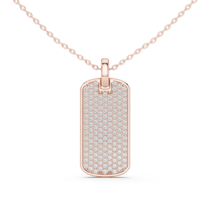Collier pendentif en or rose plaqué diamant, diamants naturels taille brillant ronde, pour un usage quotidien, unisexe. - Product Image 1