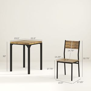 Set da Pranzo Rustico Marrone Estensibile in 3 Pezzi per Piccoli Spazi, Ideale per Angolo Colazione in Appartamento, Salvaspazio - Product Image 3