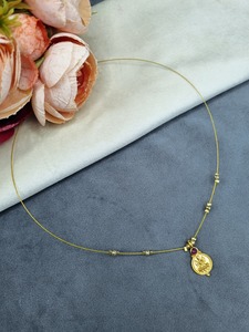 Collar con Colgante de Moneda de Templo de Lujo para Mujer, Acabado Dorado, Amuleto Lakshmi, Joyería Festiva Minimalista Tradicional para Uso Diario - Product Image 2