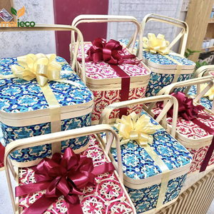 Hot Selling Customized Natural Bamboo Woven <b>Fruit</b> Picnic <b>Baskets</b> with Lid Vintage Style Storage Perfect <b>Gift</b> Boxes - Product Image 6