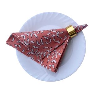 Juego de 4 Servilletas de Algodón con Diseño Moderno, Estampadas a Mano, 45x45 cm, Color Durazno Armonía, para Mesa de Té - Product Image 1