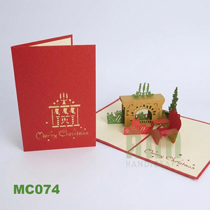 Carte en papier faite à la main de haute qualité, imprimée par transfert thermique, nouvelle tendance, thème Amour, Noël, Cheminée, Vœux, Mariage, Remerciement - Product Image 3