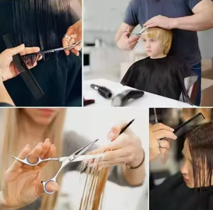 Ciseaux de coiffure professionnels en acier inoxydable noir et or de qualité supérieure, cisailles à effiler les cheveux Ariston International - Product Image 4