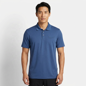 Men's <b>Blue</b> Short Sleeve <b>Polo</b> <b>Shirt</b> Embroidered Logo Knitted Breathable Casual Wear - Product Image 3