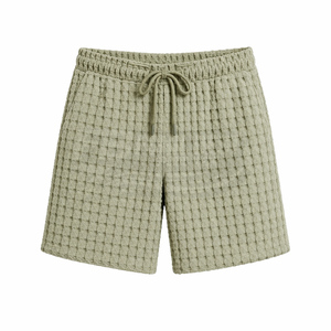 Conjunto de 2 piezas de verano para hombre: Camisa de punto de manga corta con cuello en V y pantalón corto deportivo con cordón, de color liso, ajustado y casual. - Product Image 5