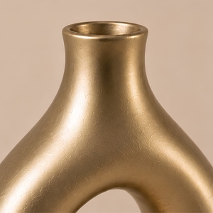 Vase moderne en aluminium à centre creux / Vase doré en forme de donut, artisanat Metalmark, fait main, pour mariage, Diwali, décoration de table - Product Image 4