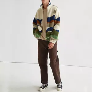 Sweat-shirt en molleton Sherpa à fermeture éclair pour homme, personnalisé avec logo OEM, tissé, décontracté, uni, épaisseur standard, chaud, pour l'automne - Product Image 4