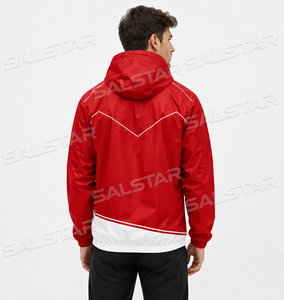 Custom <b>Men</b>’s Windbreaker Red White <b>Jacket</b> Set <b>Lightweight</b> Hooded Running Sportswear Sublimation Training Jogging Tracksuit OEM - Product Image 2