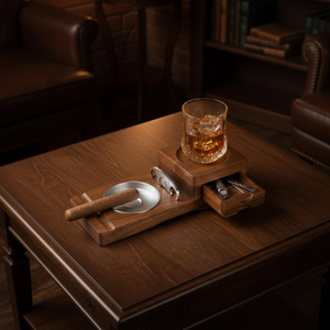 Cenicero de madera rústica para cigarrillos, construcción gruesa y resistente - Product Image 5