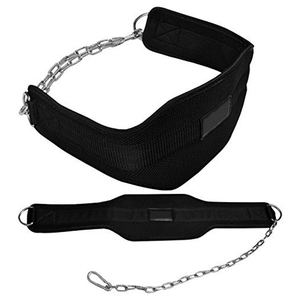 Ceinture de soutien lombaire noire réglable avec chaîne pour la musculation, l'entraînement en force, unisexe, fermeture auto-agrippante en polyester - Product Image 1